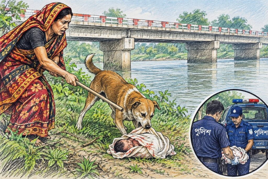 কুলিক নদীর তীরে নবজাতকের মরদেহ, কুকুরের মুখ থেকে উদ্ধার